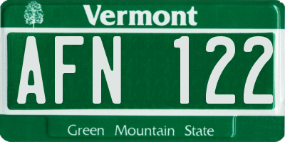 VT license plate AFN122