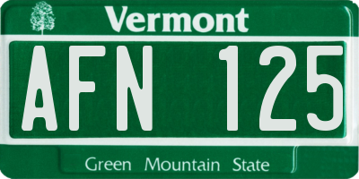 VT license plate AFN125