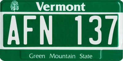 VT license plate AFN137