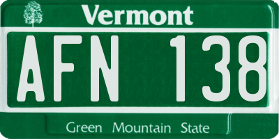 VT license plate AFN138