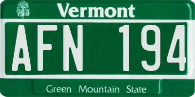 VT license plate AFN194