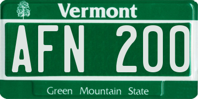 VT license plate AFN200