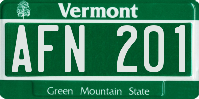 VT license plate AFN201
