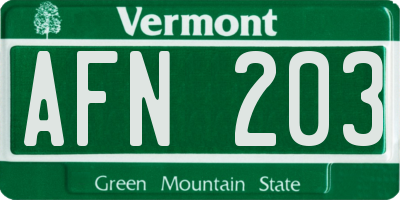 VT license plate AFN203