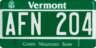 VT license plate AFN204