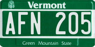 VT license plate AFN205