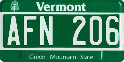 VT license plate AFN206