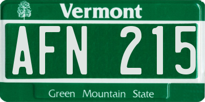 VT license plate AFN215