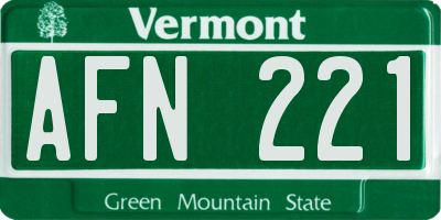 VT license plate AFN221