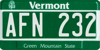 VT license plate AFN232