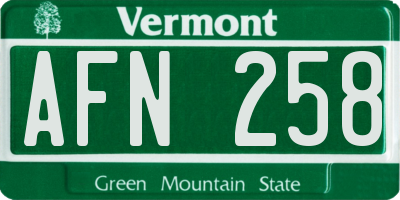 VT license plate AFN258