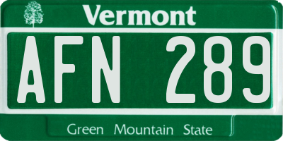 VT license plate AFN289