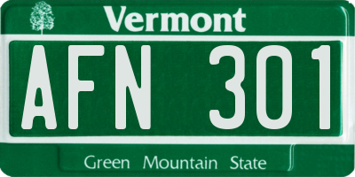 VT license plate AFN301