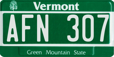 VT license plate AFN307