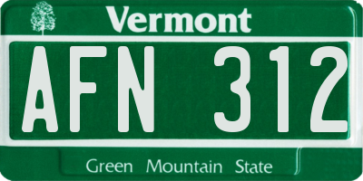 VT license plate AFN312