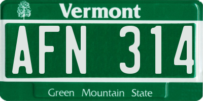 VT license plate AFN314