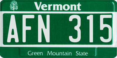VT license plate AFN315