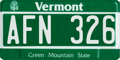 VT license plate AFN326