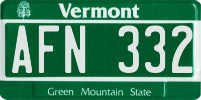 VT license plate AFN332