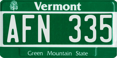 VT license plate AFN335