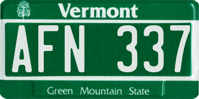 VT license plate AFN337