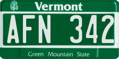 VT license plate AFN342