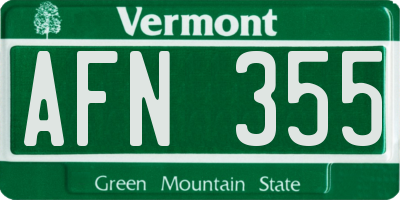 VT license plate AFN355