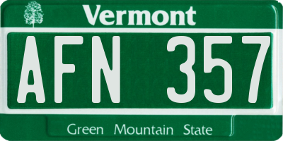 VT license plate AFN357