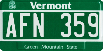 VT license plate AFN359