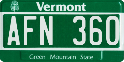 VT license plate AFN360