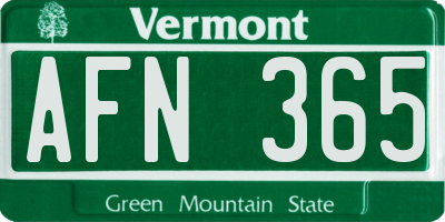 VT license plate AFN365