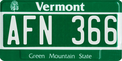 VT license plate AFN366