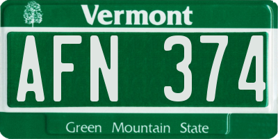 VT license plate AFN374