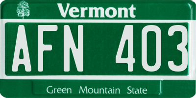 VT license plate AFN403