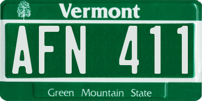 VT license plate AFN411