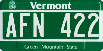 VT license plate AFN422