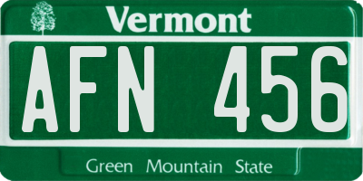 VT license plate AFN456