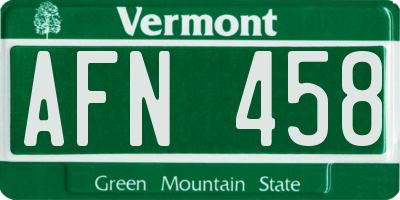VT license plate AFN458
