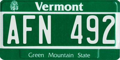 VT license plate AFN492