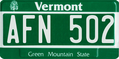 VT license plate AFN502