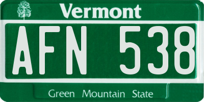 VT license plate AFN538