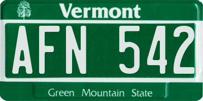 VT license plate AFN542