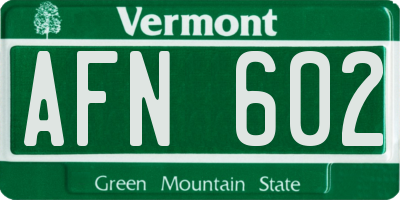 VT license plate AFN602