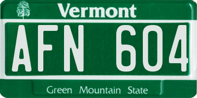 VT license plate AFN604