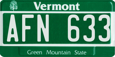 VT license plate AFN633