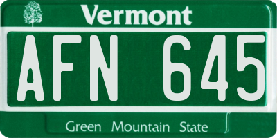 VT license plate AFN645