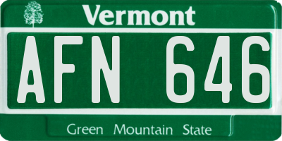VT license plate AFN646
