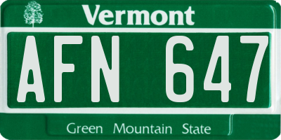 VT license plate AFN647
