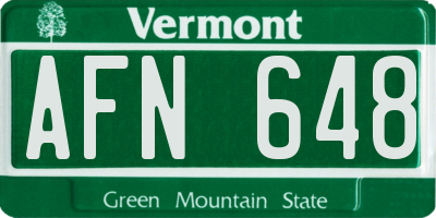 VT license plate AFN648