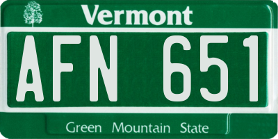 VT license plate AFN651